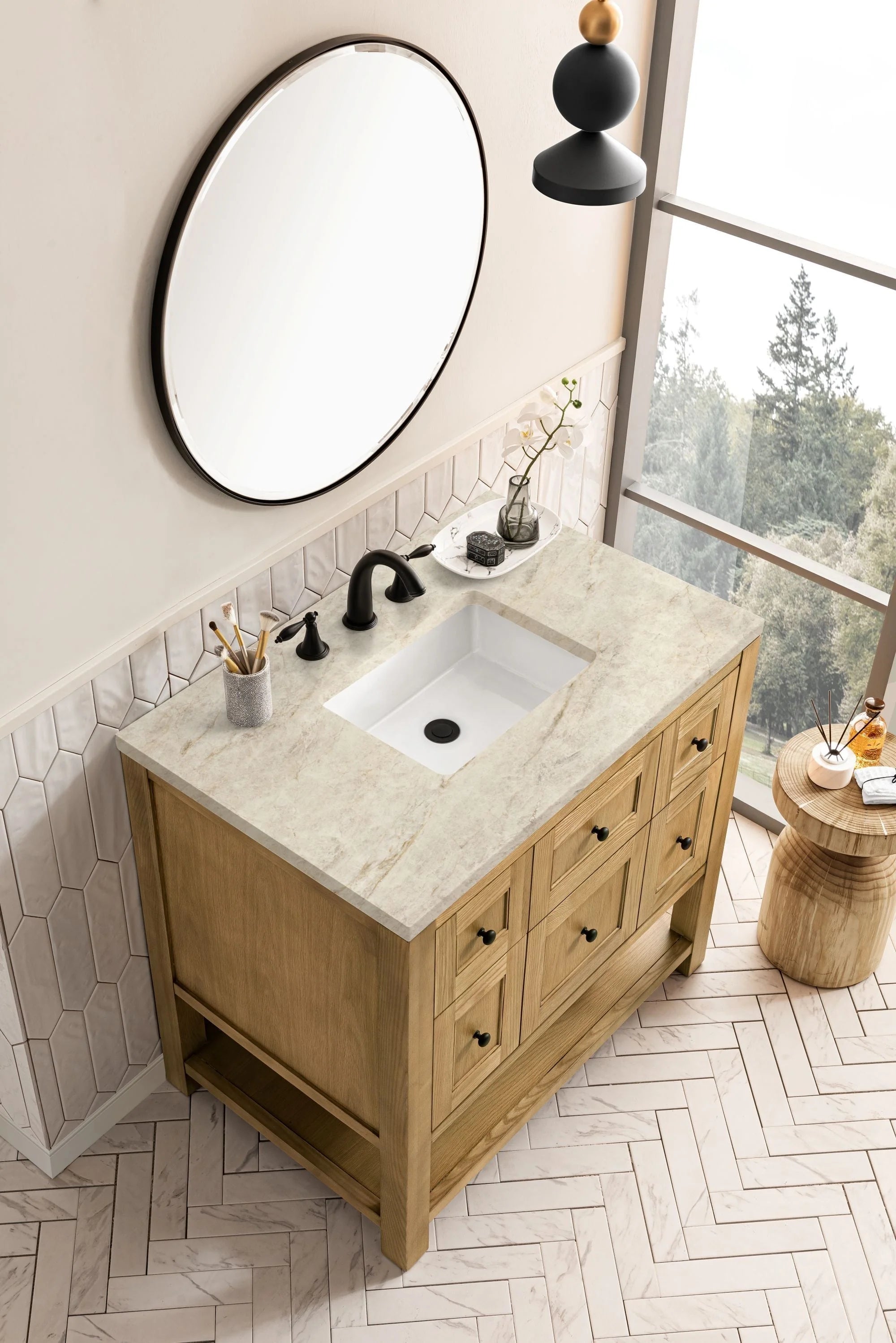 Breckenridge 36" Single Vanity, Light Natural Oak, w/ 3 CM Tajnar Eclos Top