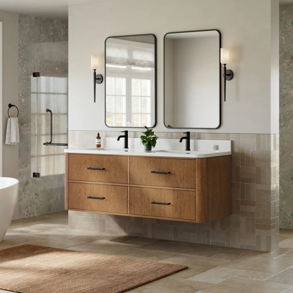 Francesca WM Wall Mounted Bathroom Vanity with Double Sink Single hole Faucet