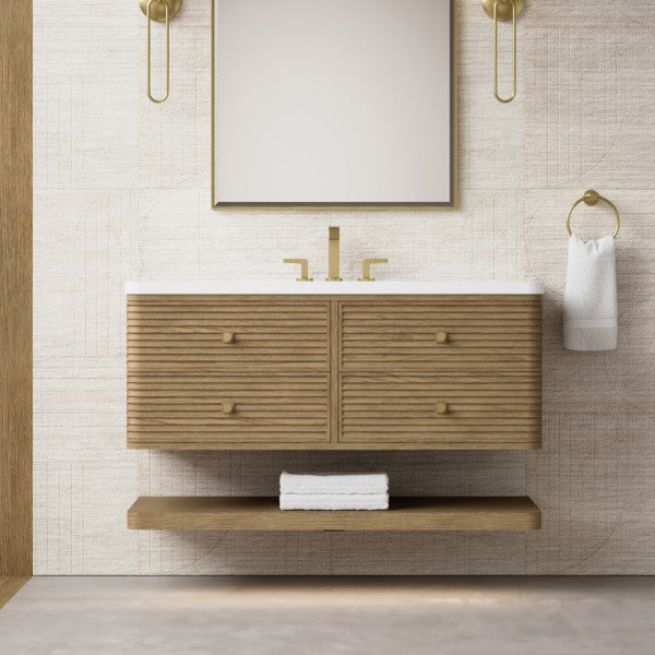 Allamari 48" Single Vanity, Dune Mist w/ 3 CM White Zeus Silestone Top