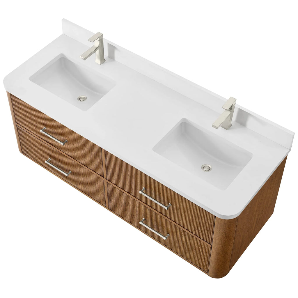 Francesca WM Wall Mounted Bathroom Vanity with Double Sink Single hole Faucet