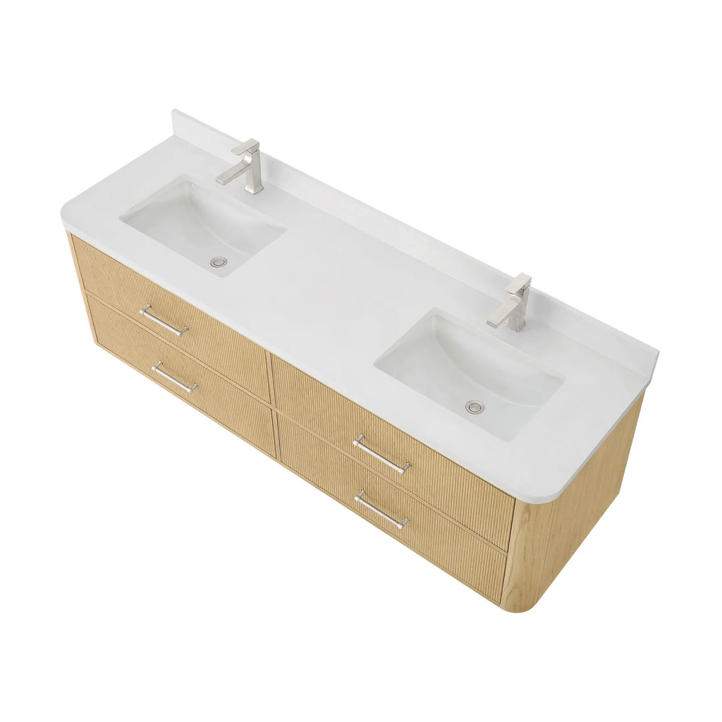 Francesca WM Wall Mounted Bathroom Vanity with Double Sink Single hole Faucet