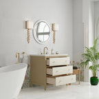 Celeste Single Vanity, Sunwashed Oak with Embossed Shagreen w/ 3 CM White Zeus Silestone Top