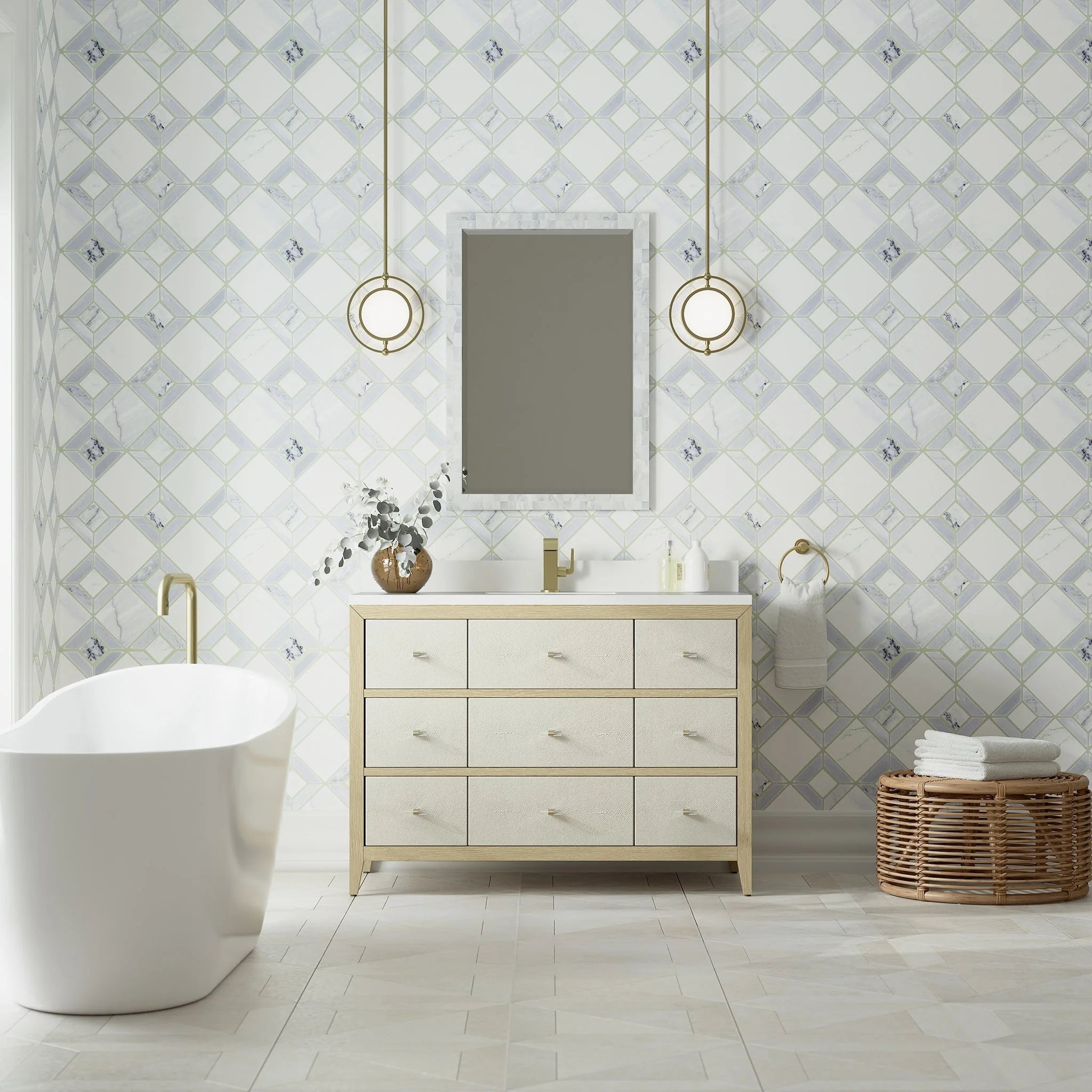 Celeste Single Vanity, Sunwashed Oak with Embossed Shagreen w/ 3 CM White Zeus Silestone Top
