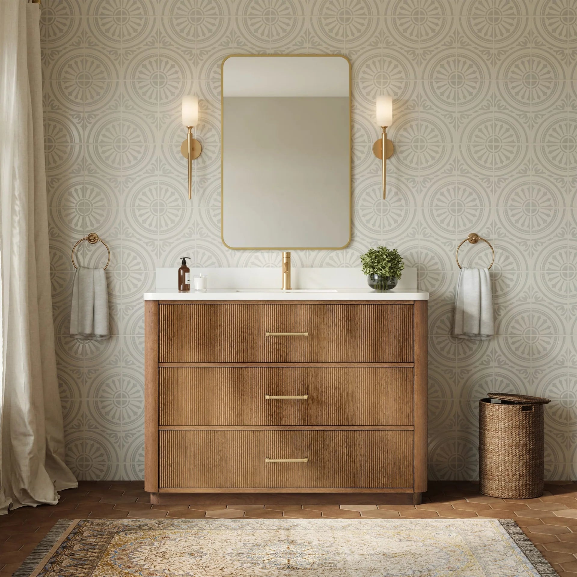 Francesca Bathroom Vanity with Countertop Single Sink Single hole Faucet Setup