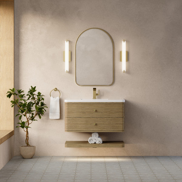 Allamari 36" Single Vanity, Dune Mist w/ Single Hole 3 CM White Zeus Silestone Top
