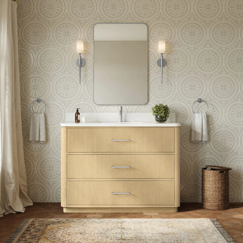 Francesca Bathroom Vanity with Countertop Single Sink Single hole Faucet Setup