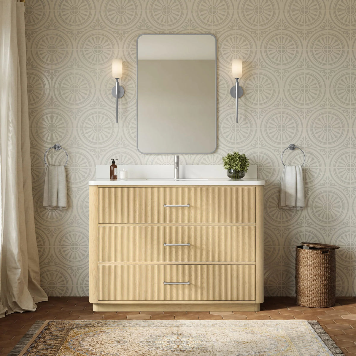 Francesca Bathroom Vanity with Countertop Single Sink Single hole Faucet Setup
