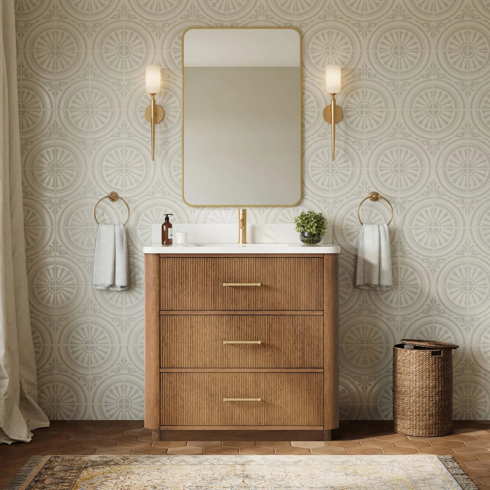Francesca Bathroom Vanity with Countertop Single Sink Single hole Faucet Setup