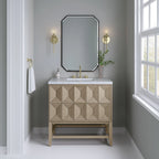 Emmeline Single Vanity, Pebble Oak w/ 3 CM White Zeus Top