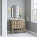 Emmeline Single Vanity, Pebble Oak w/ 3 CM White Zeus Top
