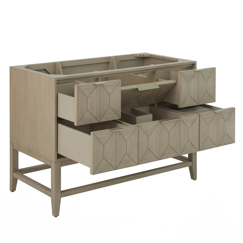 Emmeline Single Vanity, Pebble Oak w/ 3 CM White Zeus Top