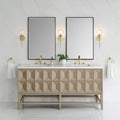 Emmeline 72" Double Vanity, Pebble Oak w/ 3 CM White Zeus Top