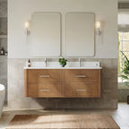 Francesca WM Wall Mounted Bathroom Vanity with Double Sink Single hole Faucet