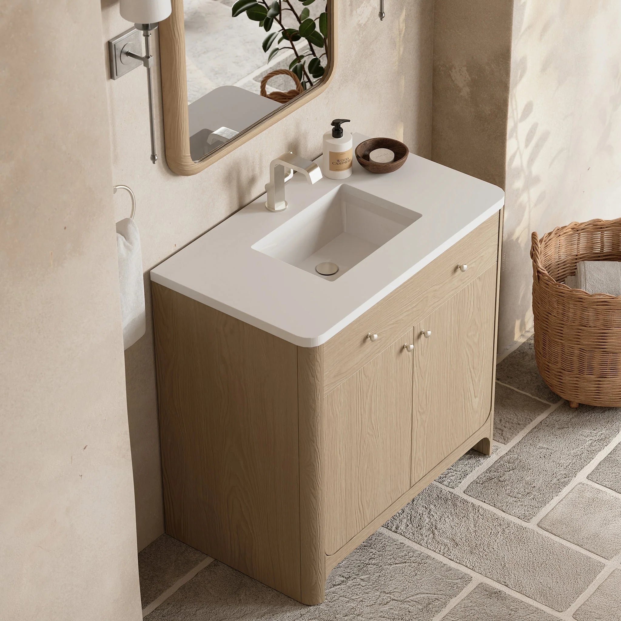 Gracyn Single Vanity, w/ 3 CM White Zeus Quartz Top