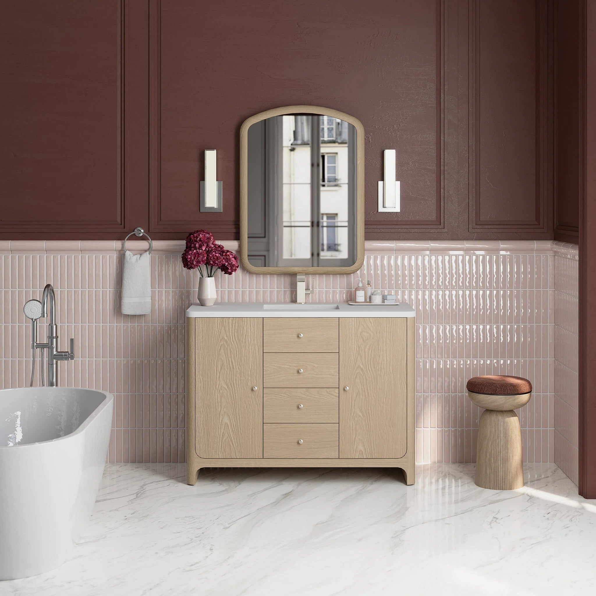 Gracyn Single Vanity, w/ 3 CM White Zeus Quartz Top
