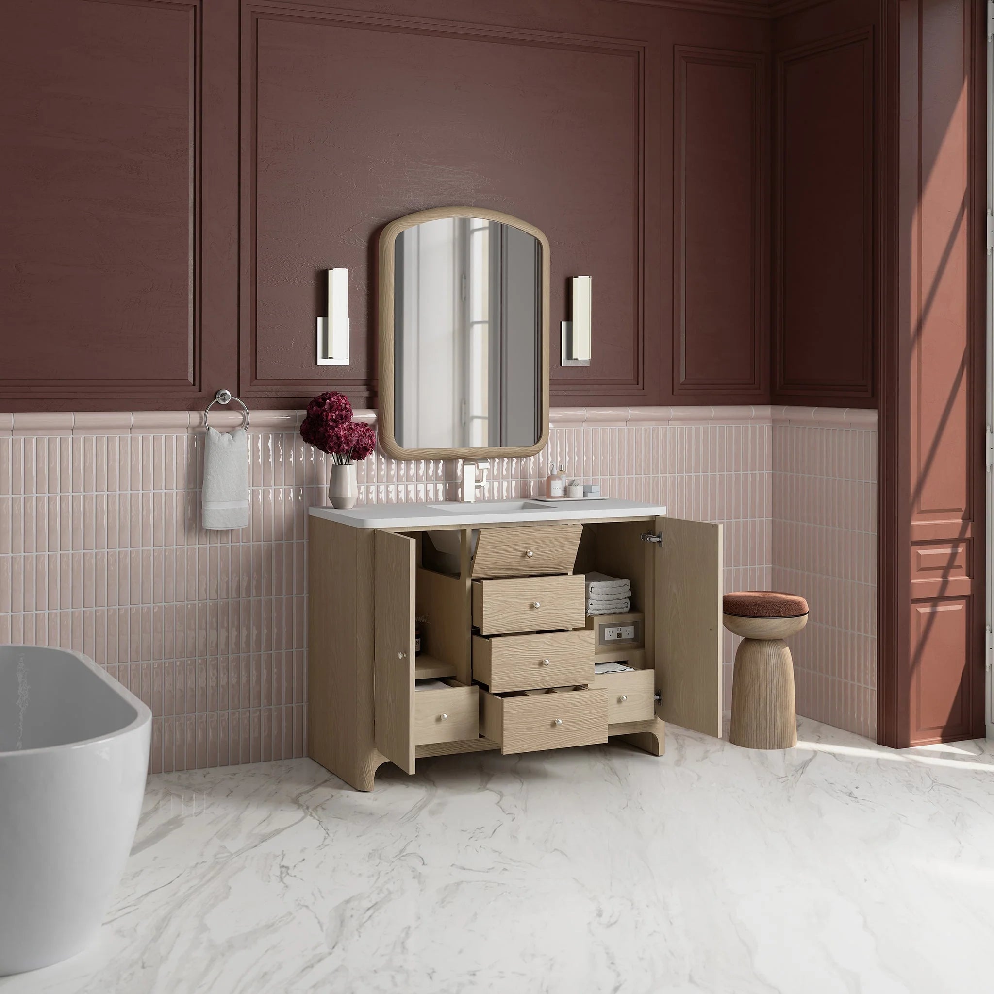 Gracyn Single Vanity, w/ 3 CM White Zeus Quartz Top