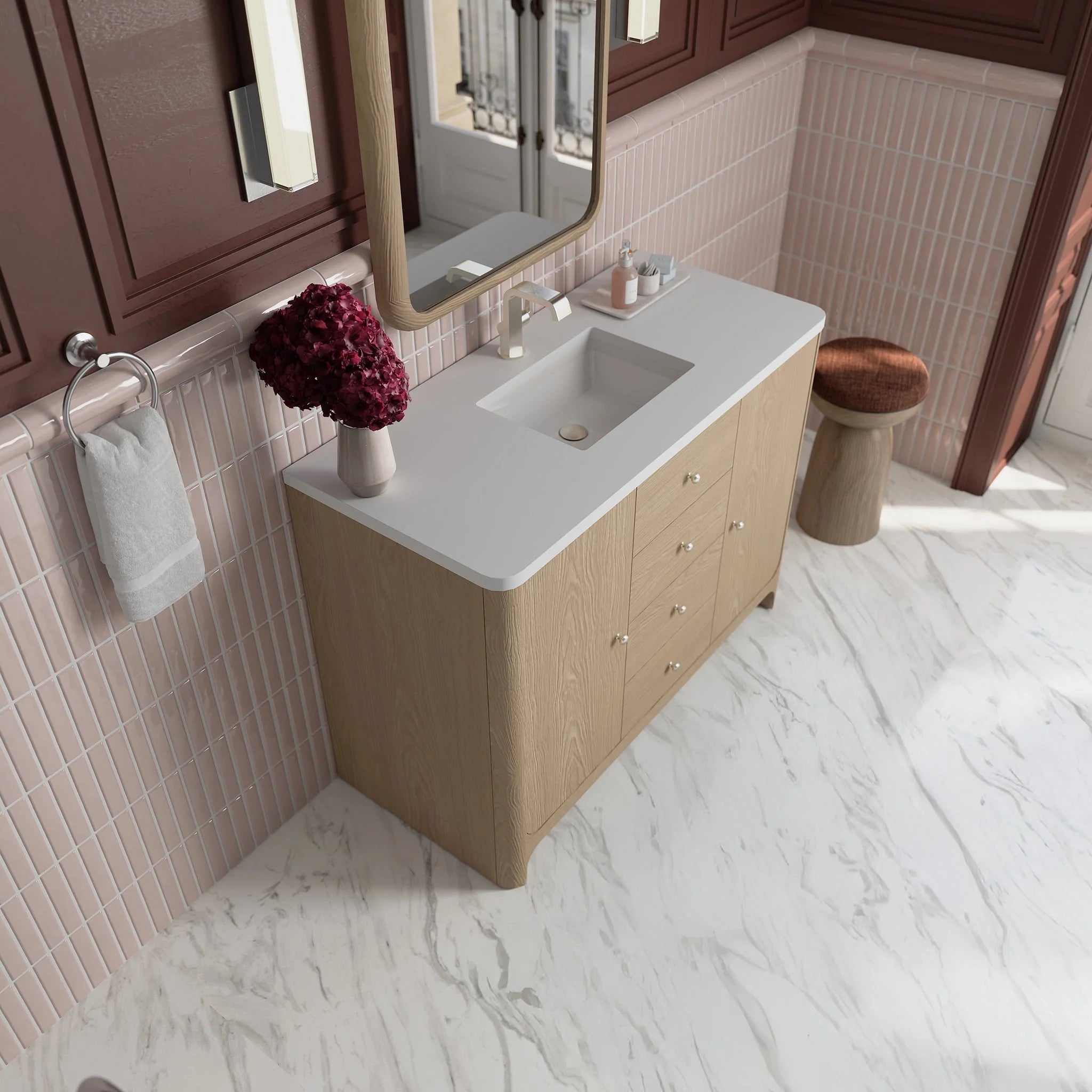 Gracyn Single Vanity, w/ 3 CM White Zeus Quartz Top
