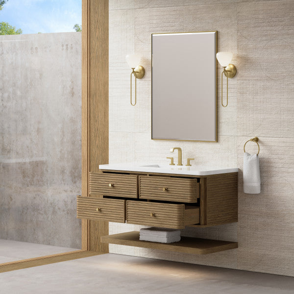 Allamari 48" Single Vanity, Dune Mist w/ 3 CM White Zeus Silestone Top