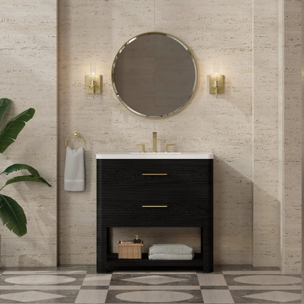 Lucian Single Vanity, 3 CM White Zeus Silestone Widespread Top