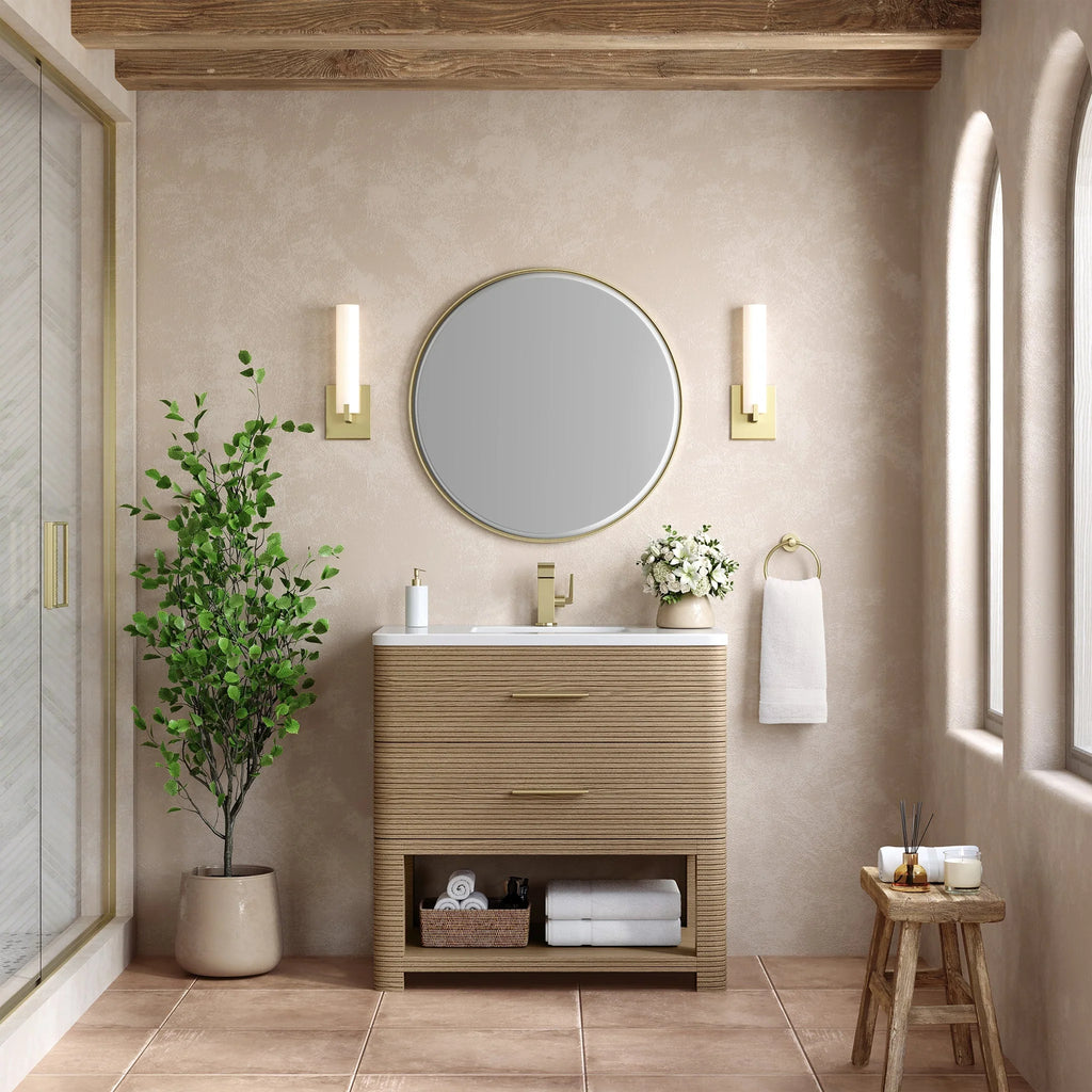 Lucian Single Vanity, 3 CM White Zeus Silestone Widespread Top
