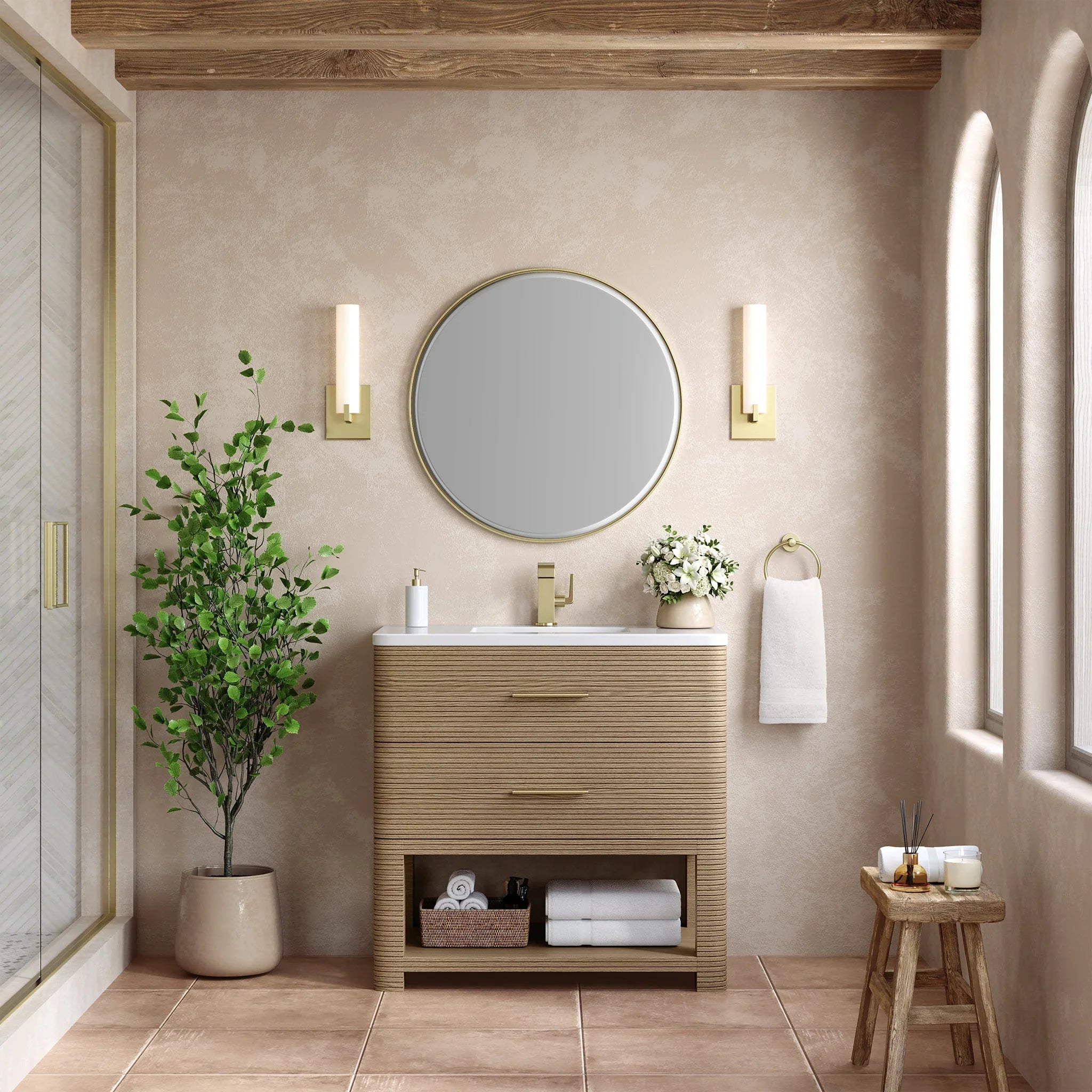 Lucian Single Vanity, 3 CM White Zeus Silestone Widespread Top