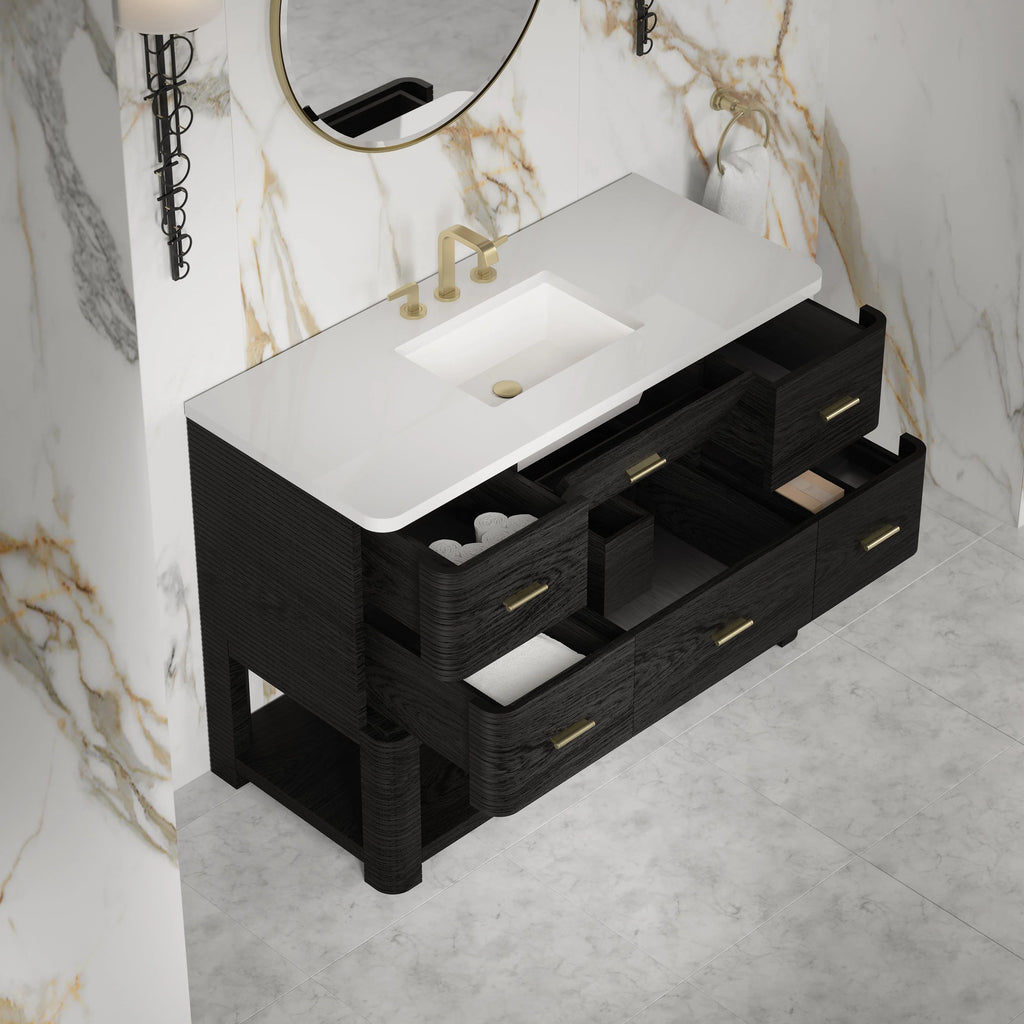 Lucian Single Vanity, 3 CM White Zeus Silestone Widespread Top