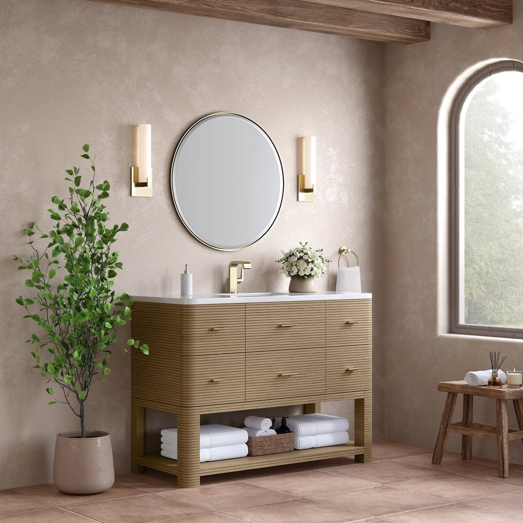 Lucian Single Vanity, 3 CM White Zeus Silestone Widespread Top