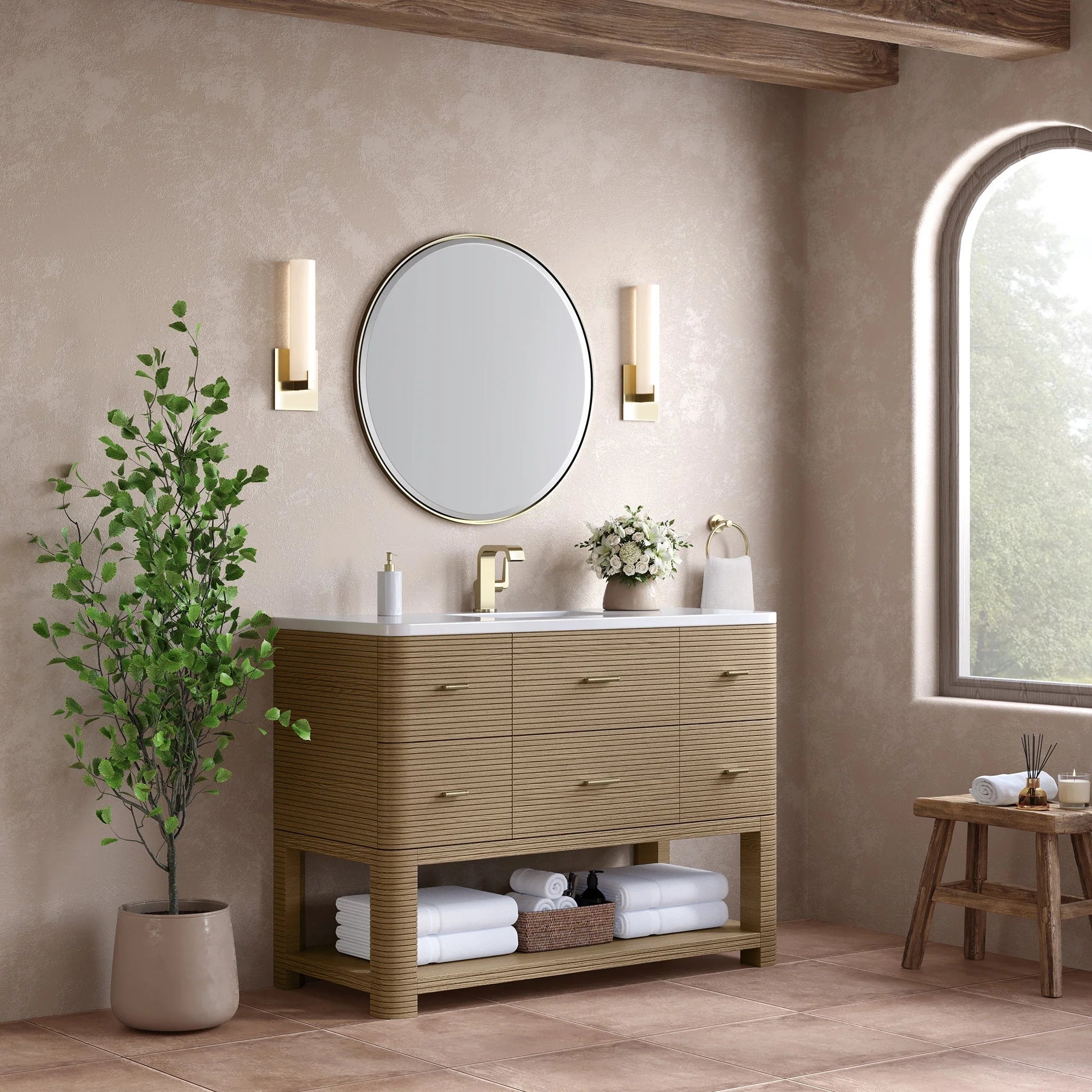 Lucian Single Vanity, 3 CM White Zeus Silestone Widespread Top