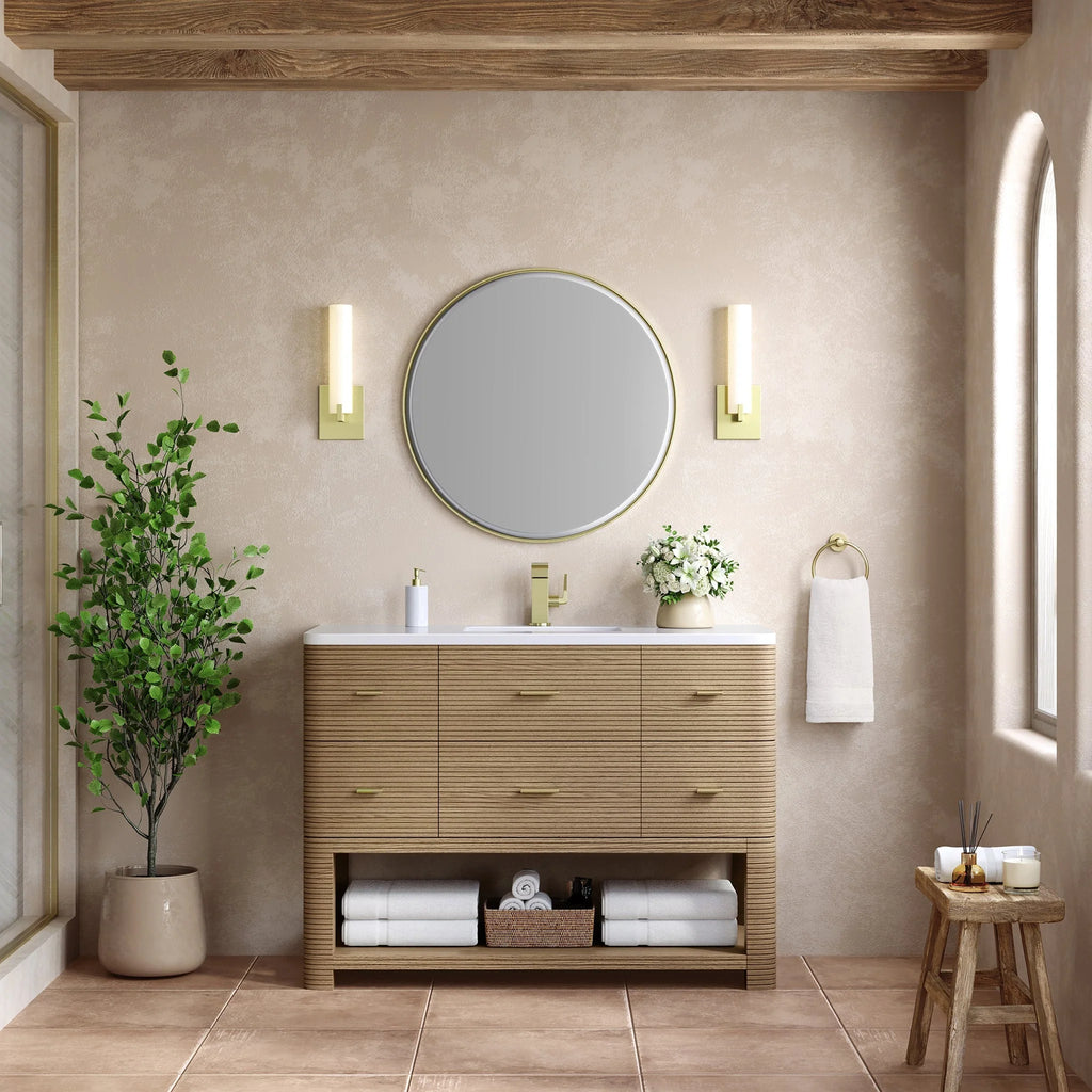 Lucian Single Vanity, 3 CM White Zeus Silestone Widespread Top