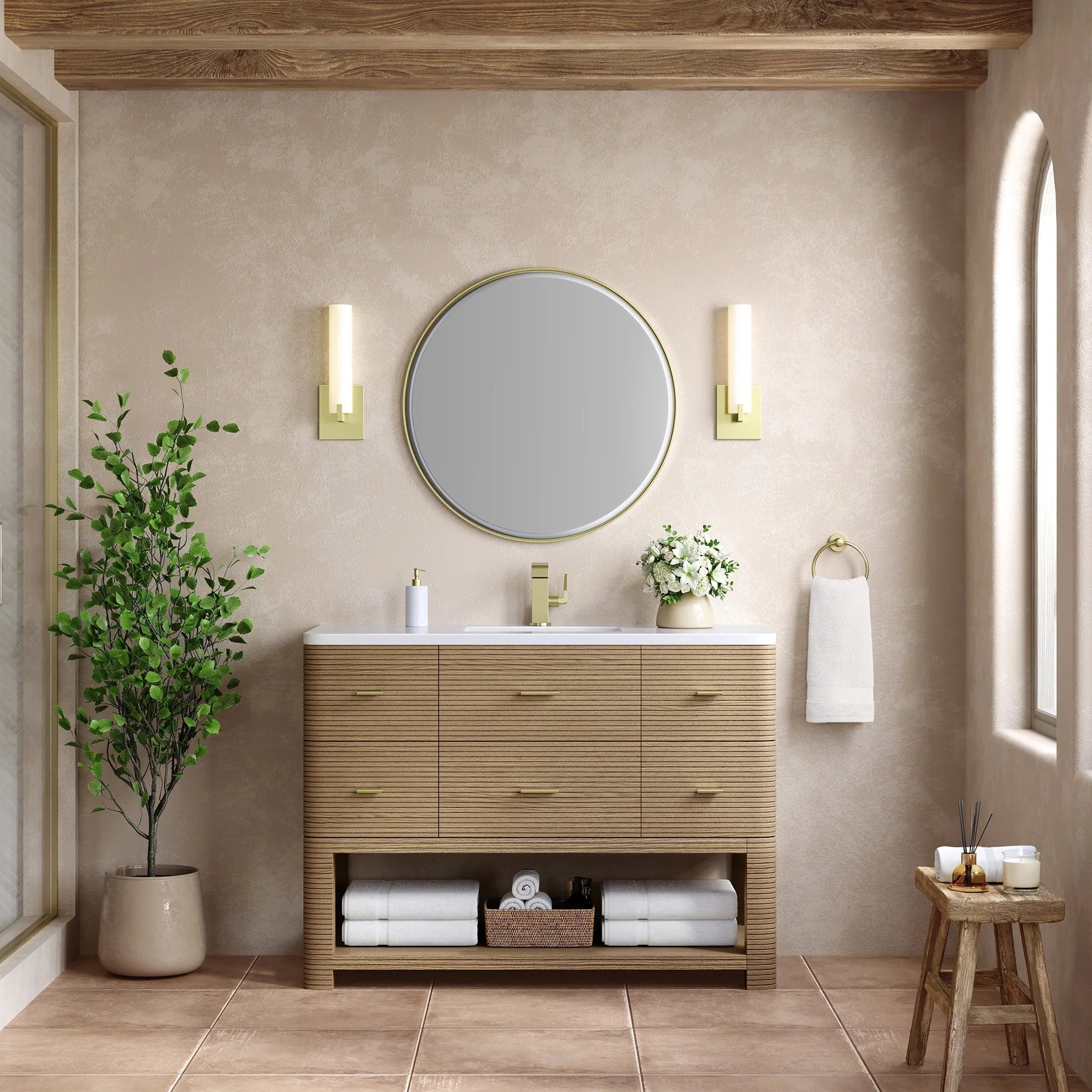 Lucian Single Vanity, 3 CM White Zeus Silestone Widespread Top