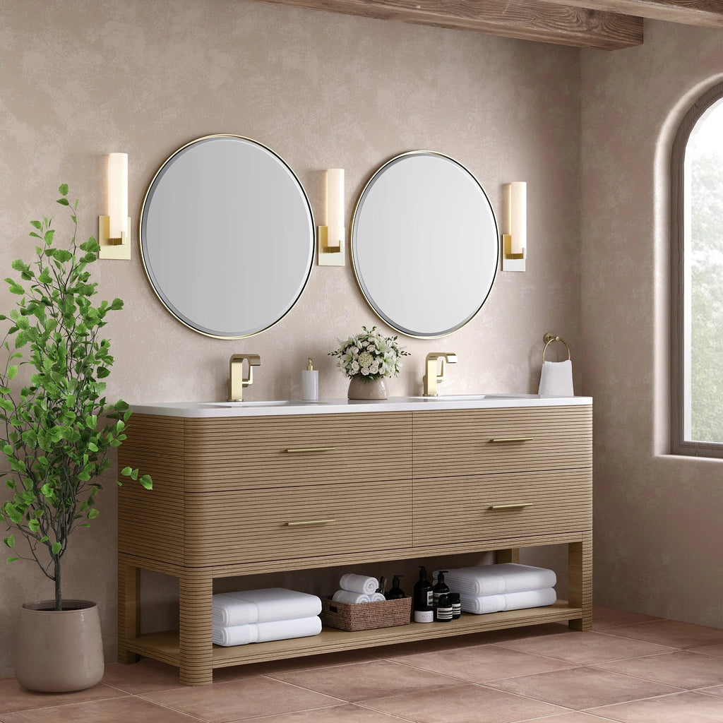 Lucian 72" Double Vanity, w/ 3 CM White Zeus Silestone Top