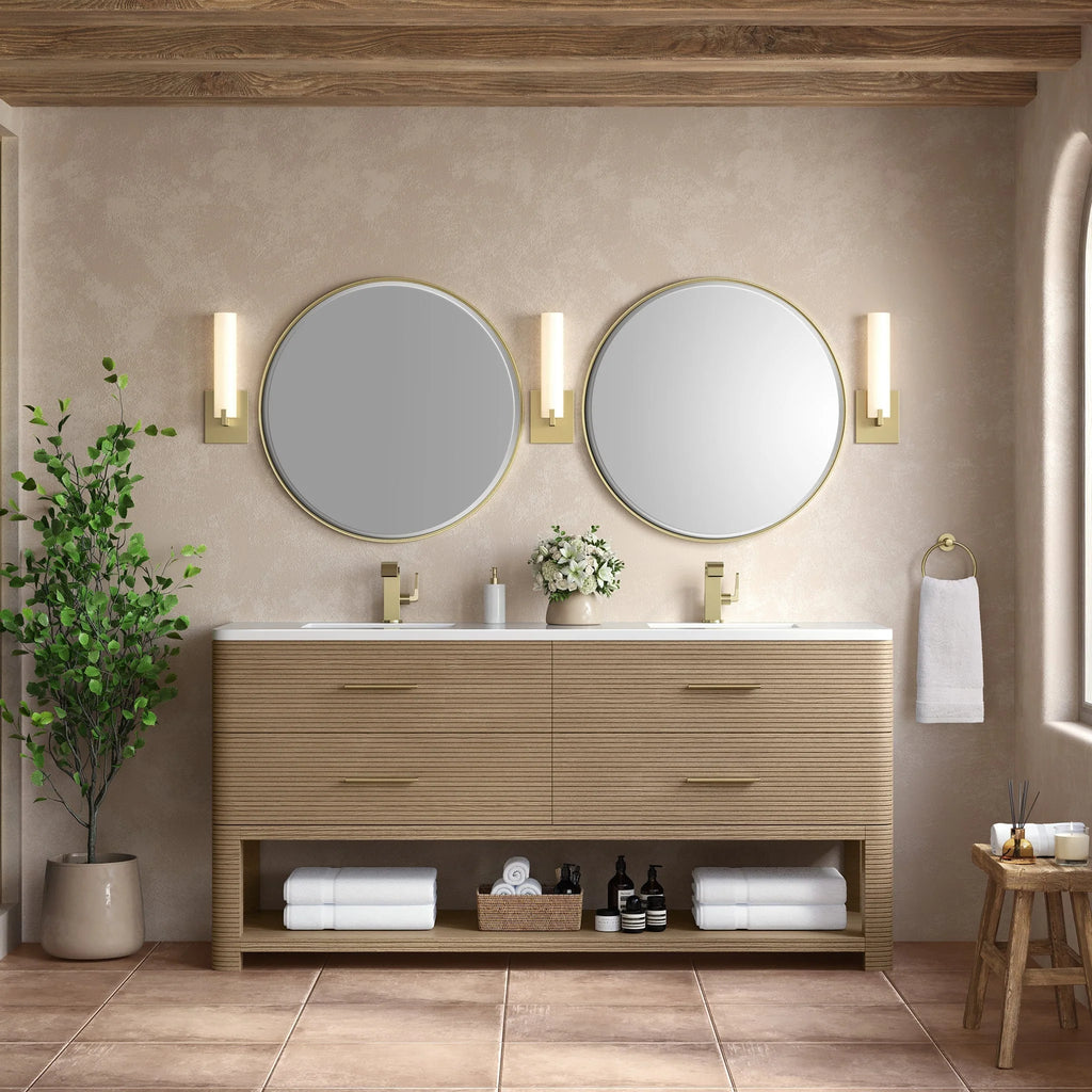 Lucian 72" Double Vanity, w/ 3 CM White Zeus Silestone Top