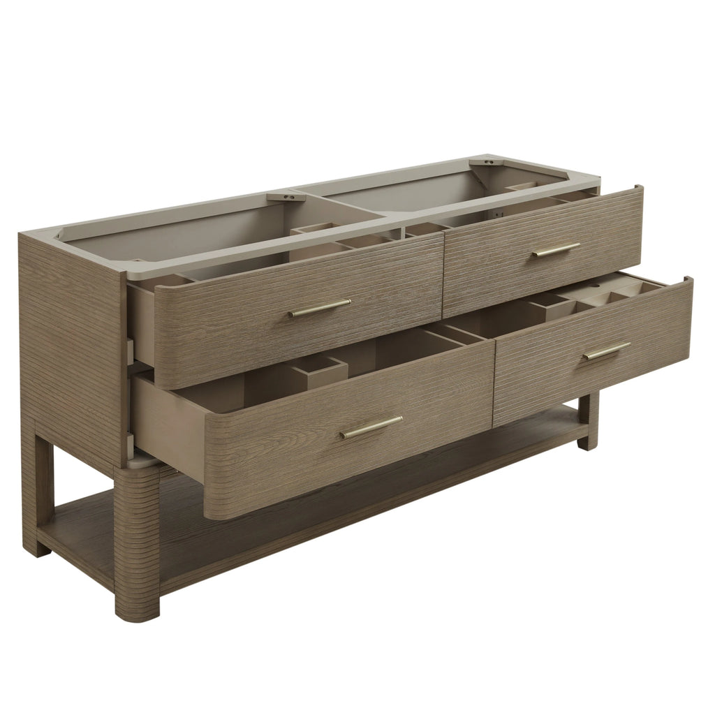 Lucian 72" Double Vanity, w/ 3 CM White Zeus Silestone Top