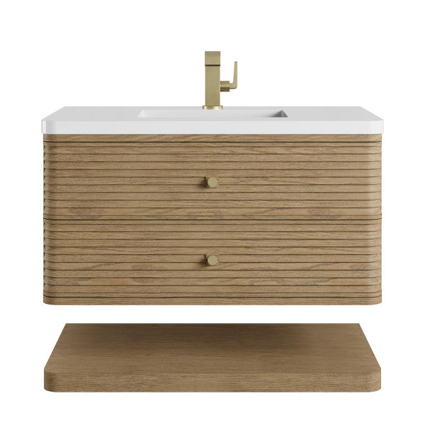 Allamari 36" Single Vanity, Dune Mist w/ Single Hole 3 CM White Zeus Silestone Top