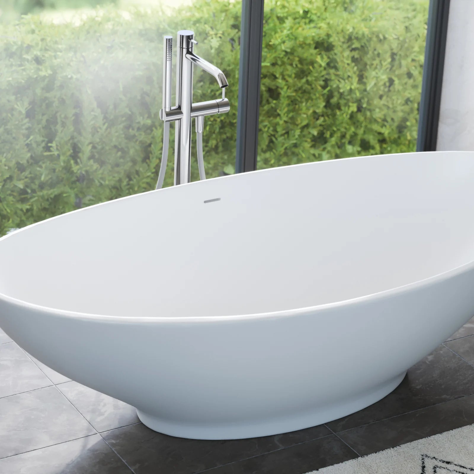 Grasse 75 Inch Resin Double Slipper Matte Tub