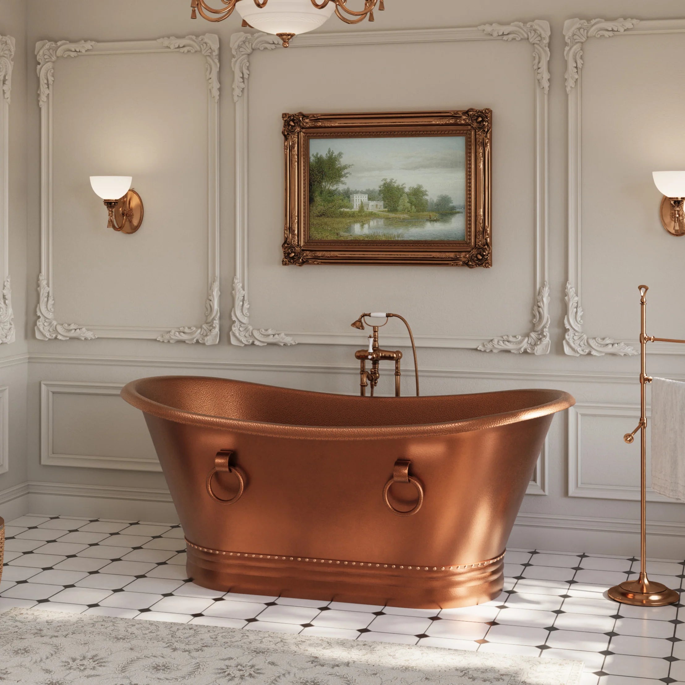 Santiago Copper Freestanding Double Slipper Bathtub