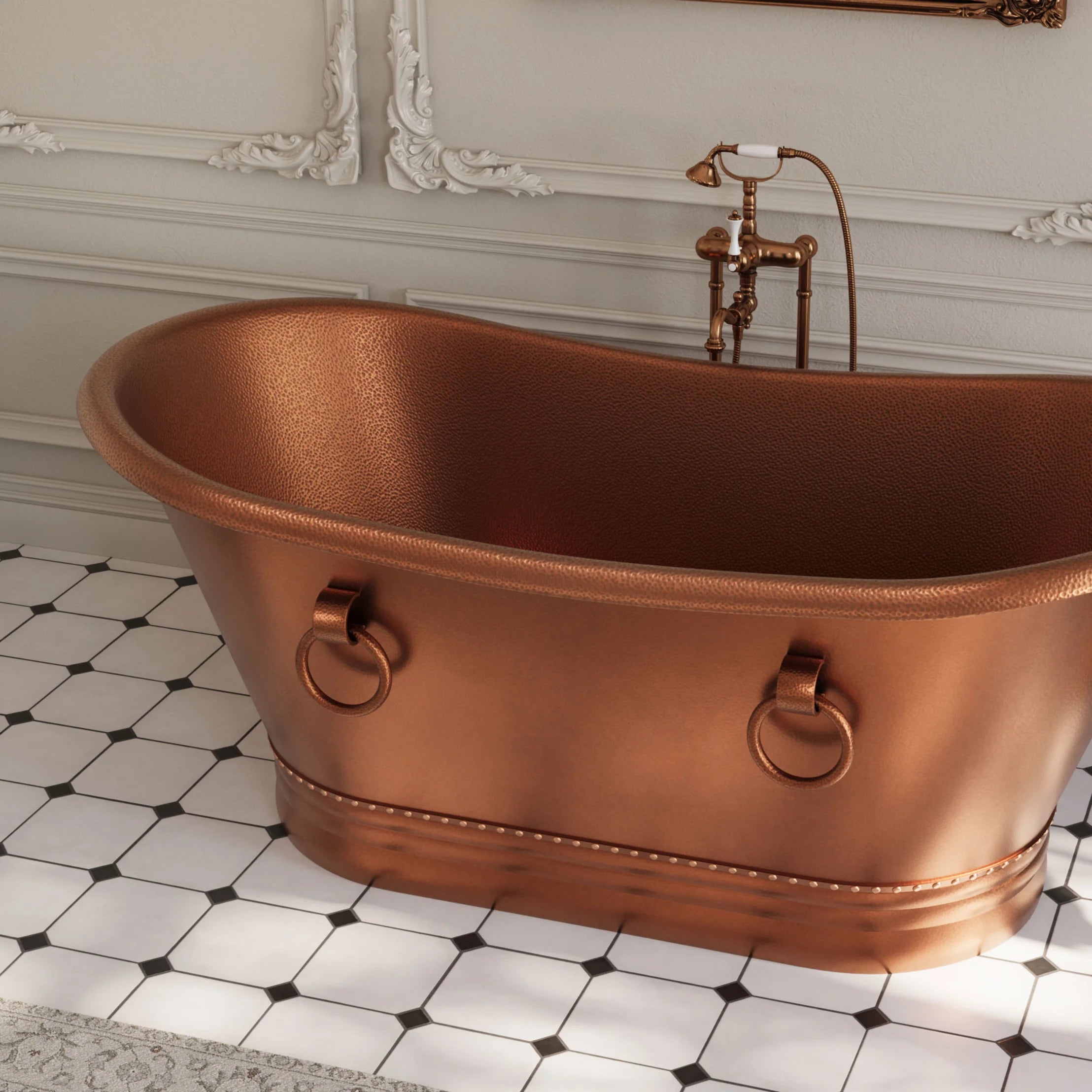 Santiago Copper Freestanding Double Slipper Bathtub