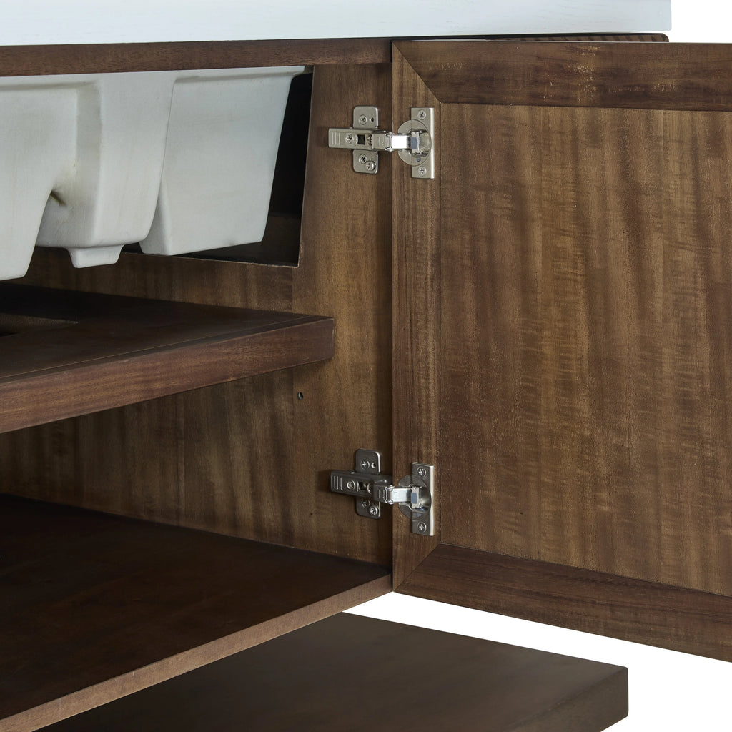 Marcello Single Vanity, Chestnut w/ 3 CM White Zeus Top