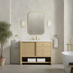 Marigot 48" Single Vanity, Sunwashed Oak w/ 3 CM White Zeus Silestone Top