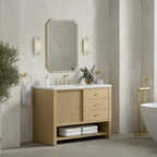 Marigot 48" Single Vanity, Sunwashed Oak w/ 3 CM White Zeus Silestone Top
