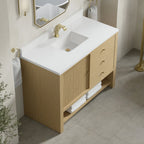 Marigot 48" Single Vanity, Sunwashed Oak w/ 3 CM White Zeus Silestone Top