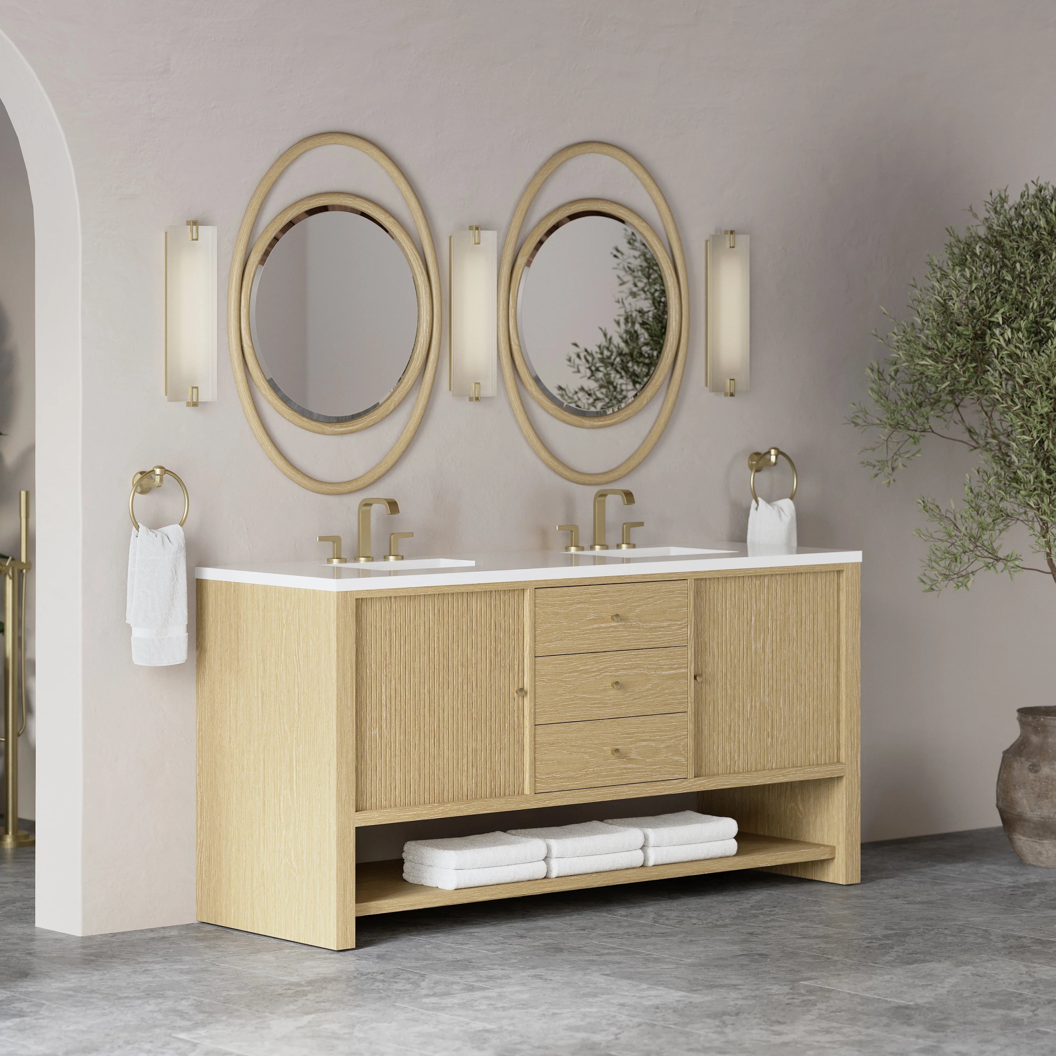Marigot 72" Double Vanity in Sunwashed Oak