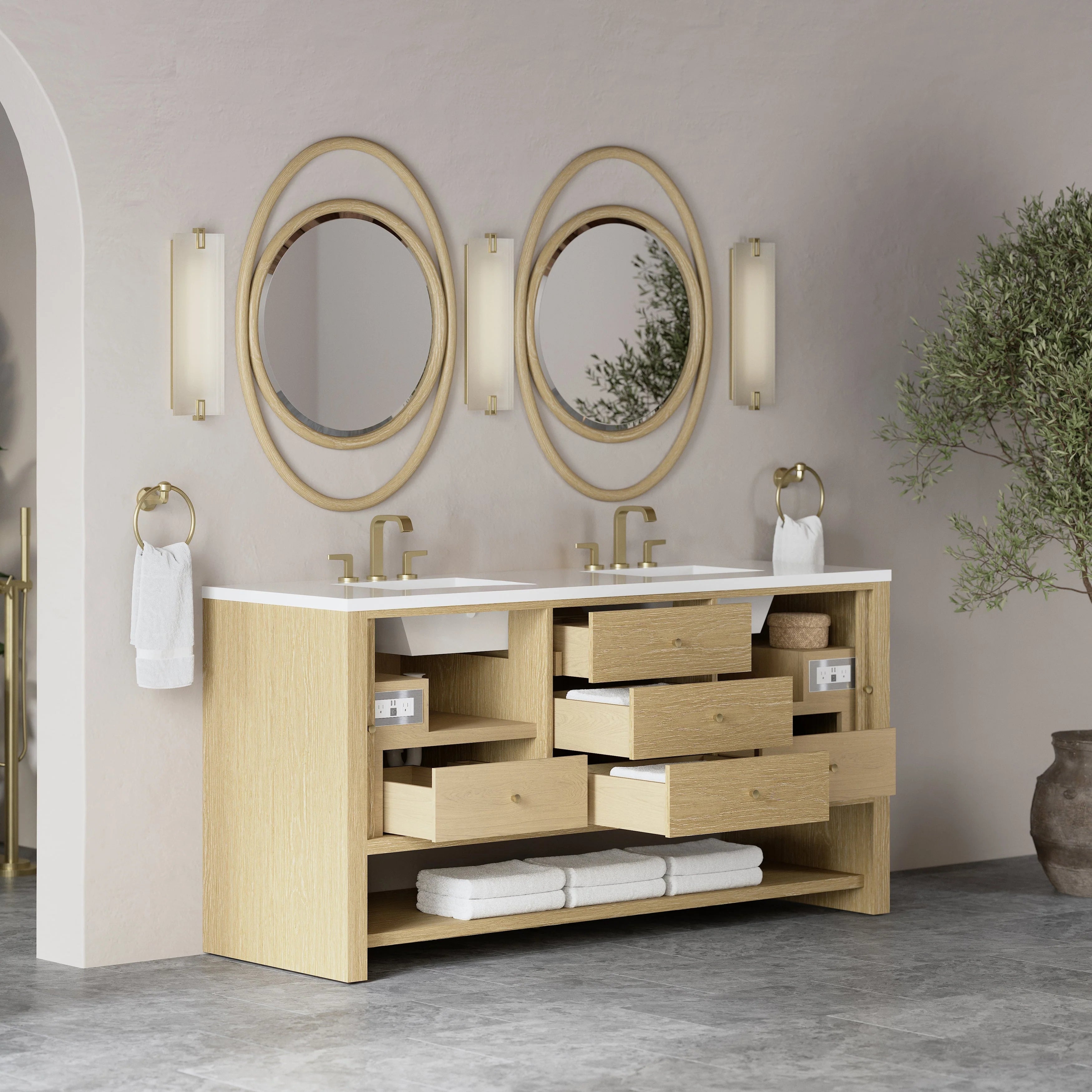 Marigot 72" Double Vanity in Sunwashed Oak