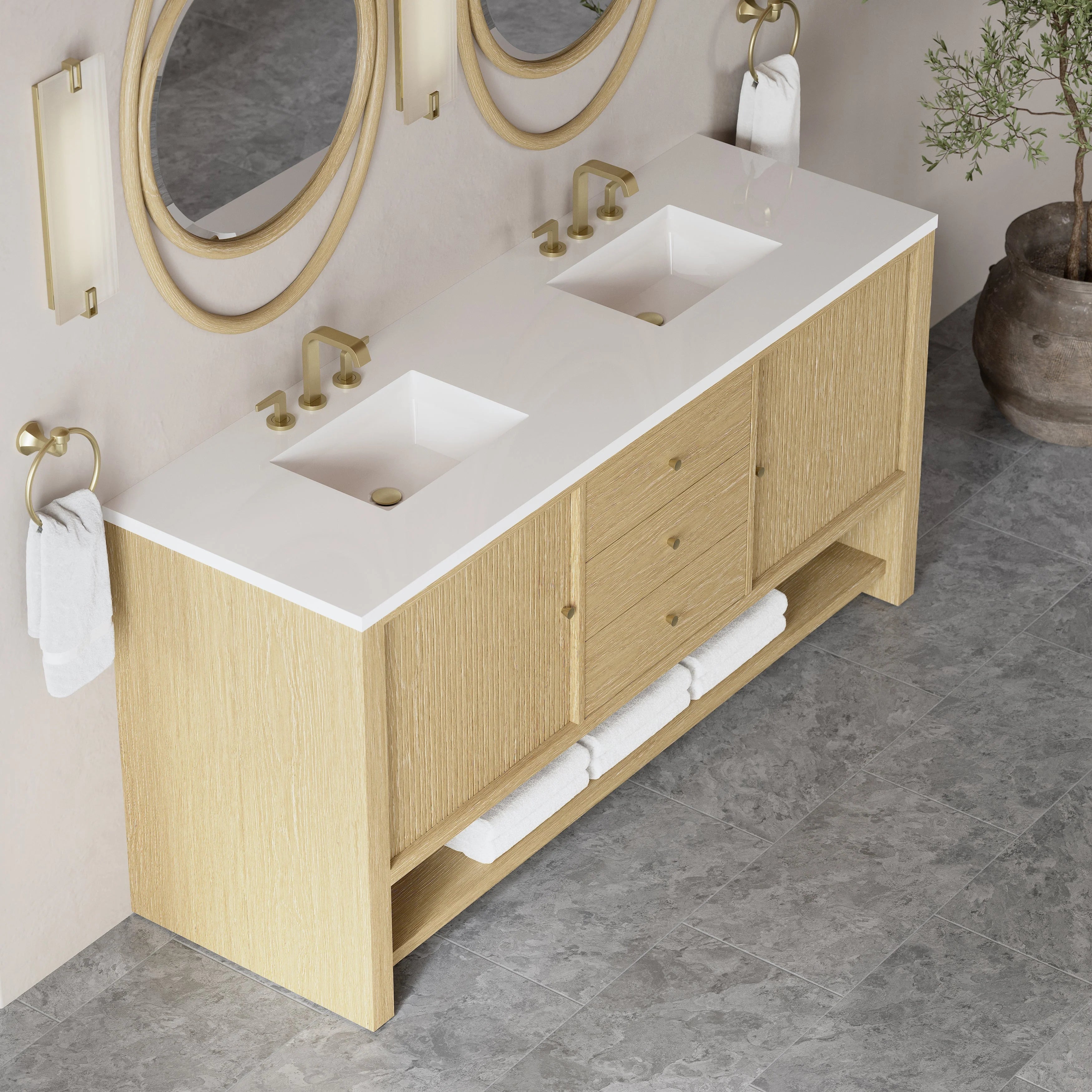 Marigot 72" Double Vanity in Sunwashed Oak