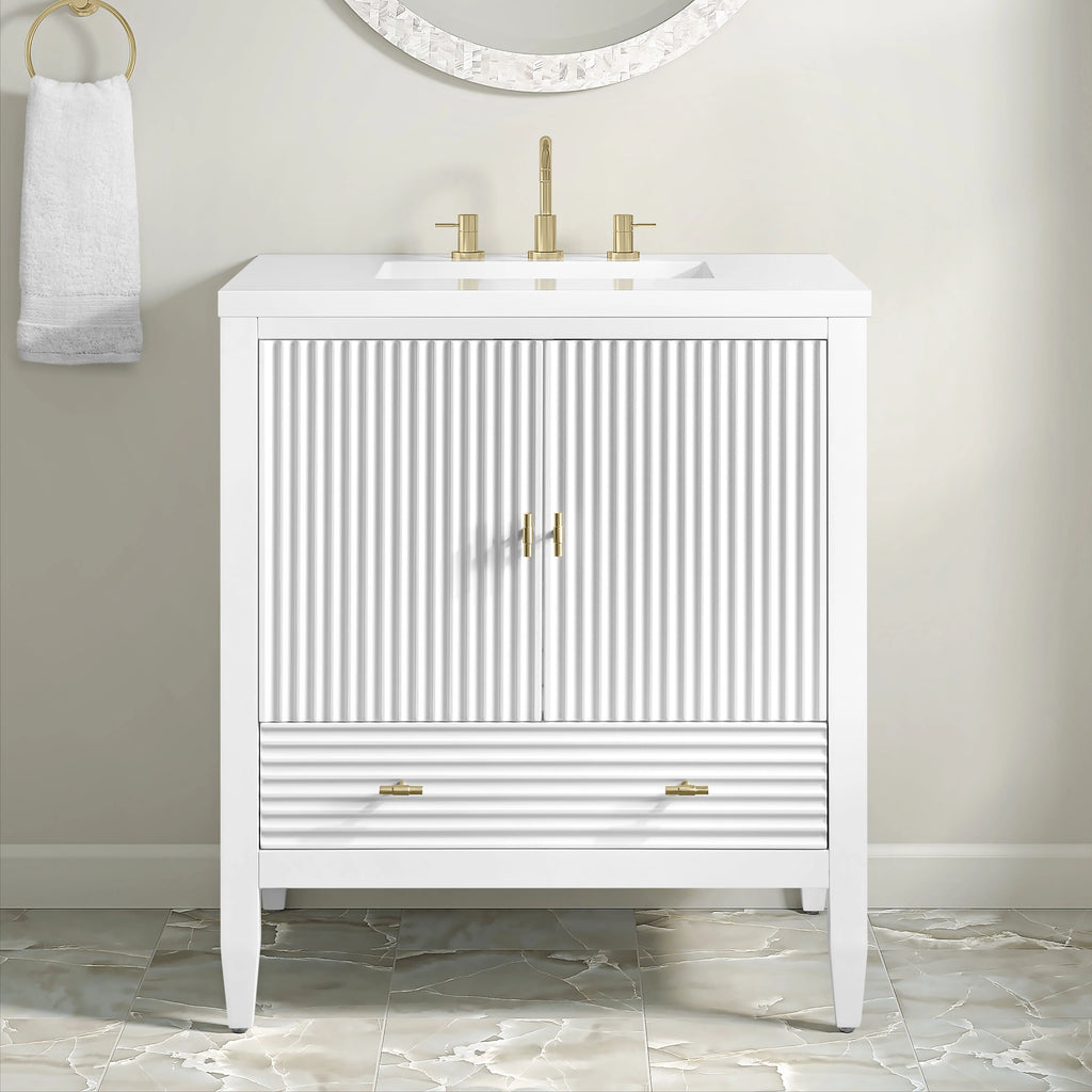 Myrrin Single Vanity,  w/ 3 CM White Zeus Silestone Top
