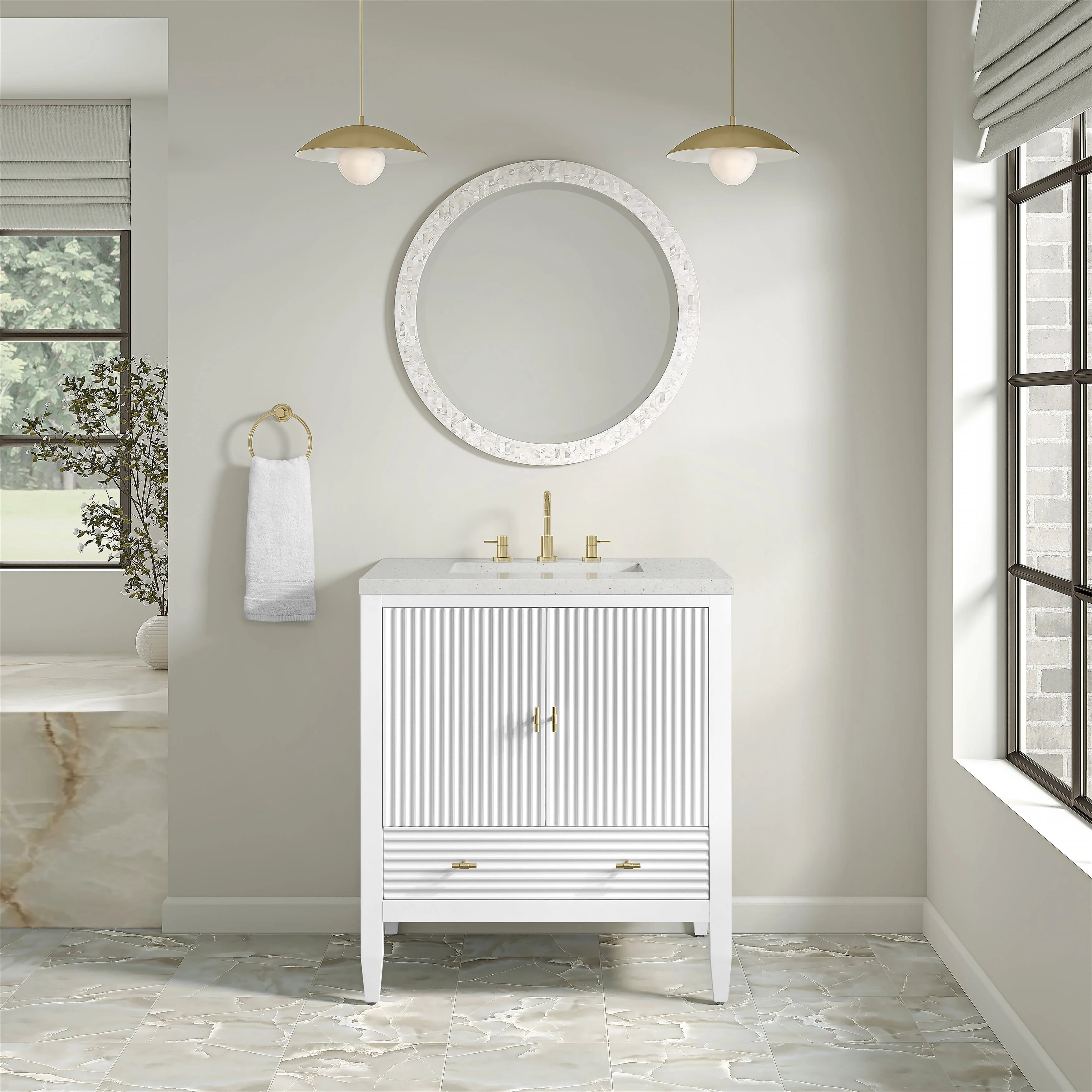 Myrrin Single Vanity,  w/ 3 CM White Zeus Silestone Top