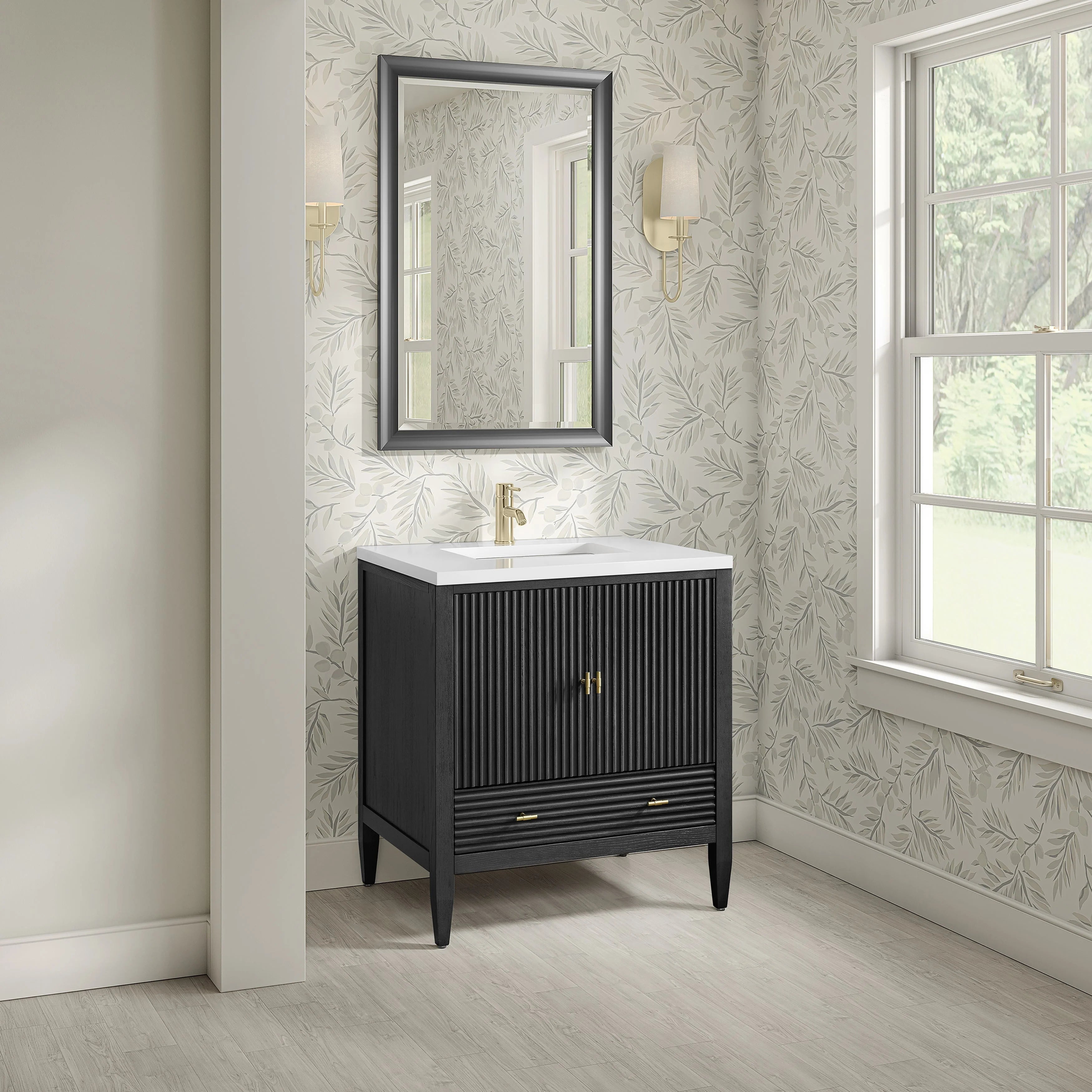 Myrrin Single Vanity,  w/ 3 CM White Zeus Silestone Top