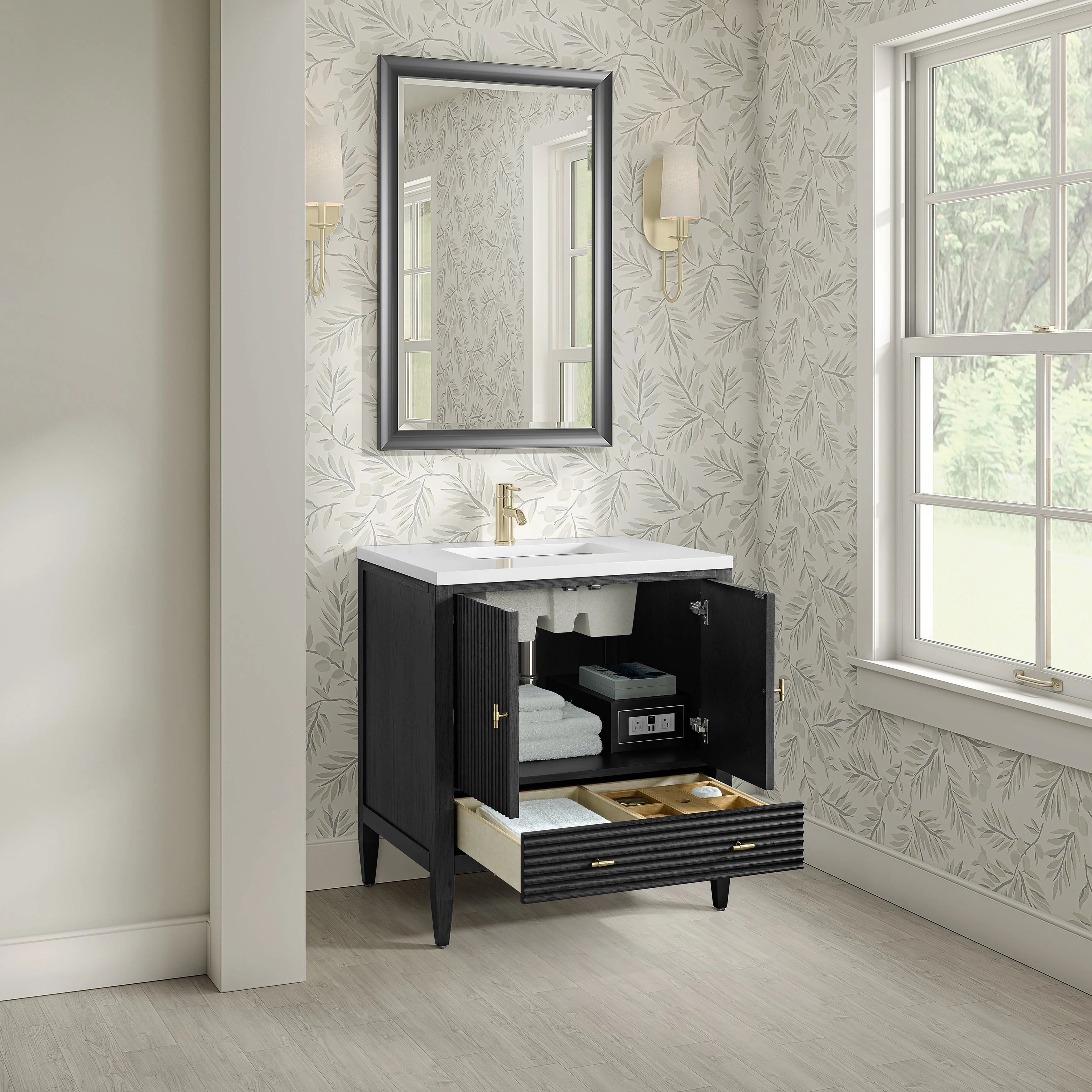 Myrrin Single Vanity,  w/ 3 CM White Zeus Silestone Top