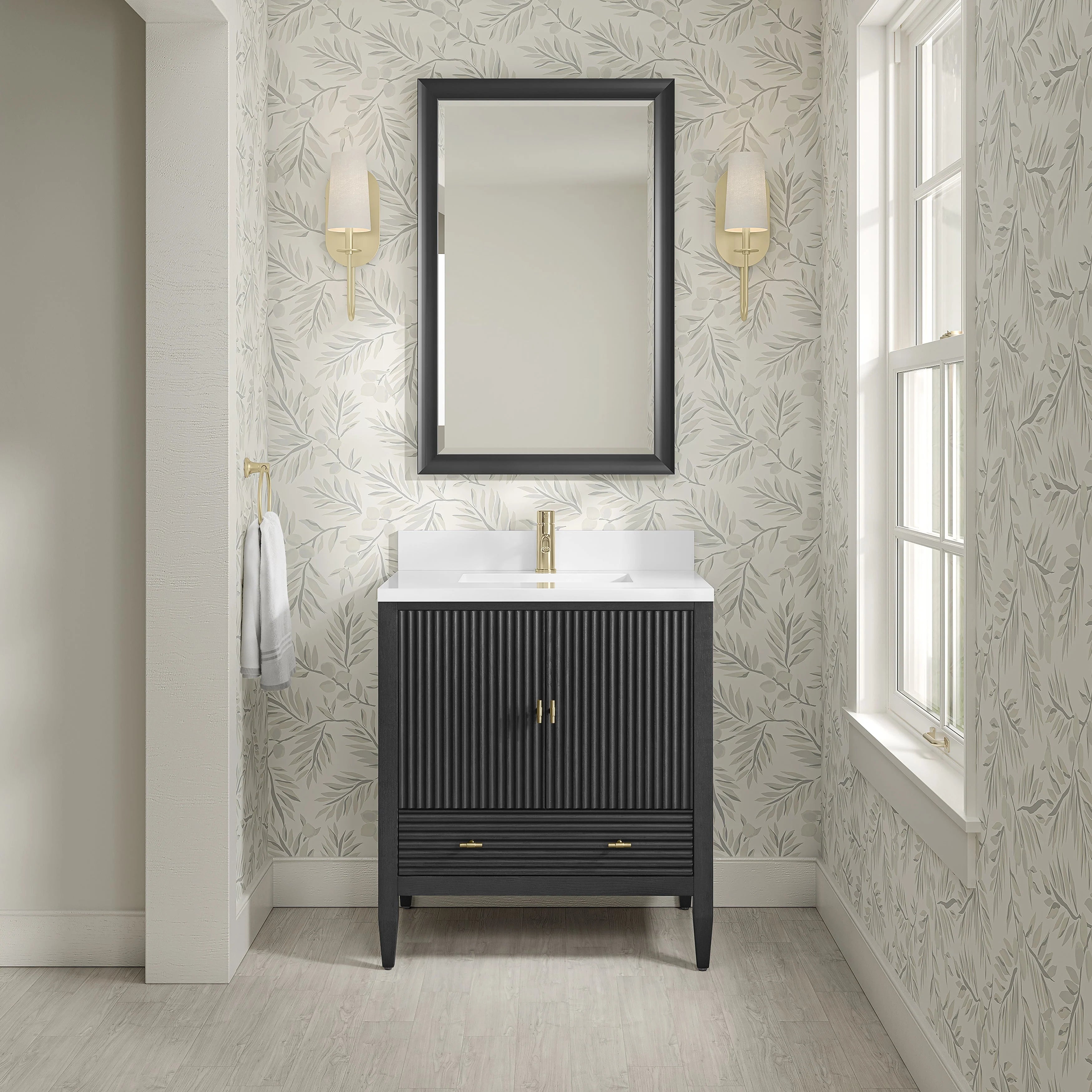 Myrrin Single Vanity,  w/ 3 CM White Zeus Silestone Top