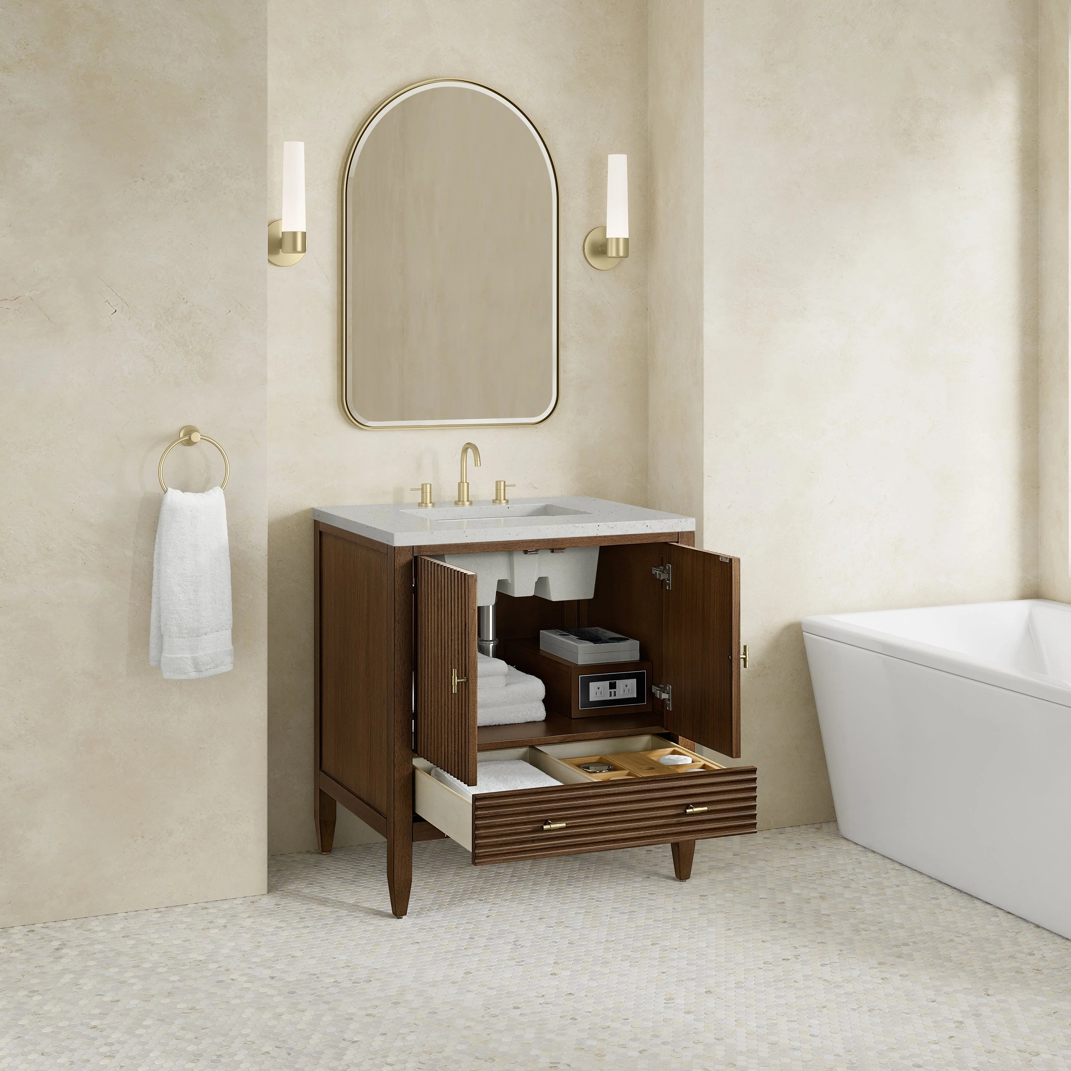 Myrrin Single Vanity,  w/ 3 CM White Zeus Silestone Top
